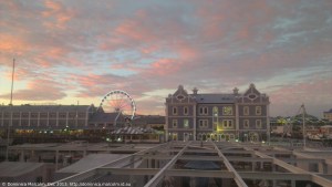 Sunset view of V&A Waterfront from Moyo restaurant, Cape Town, South Africa